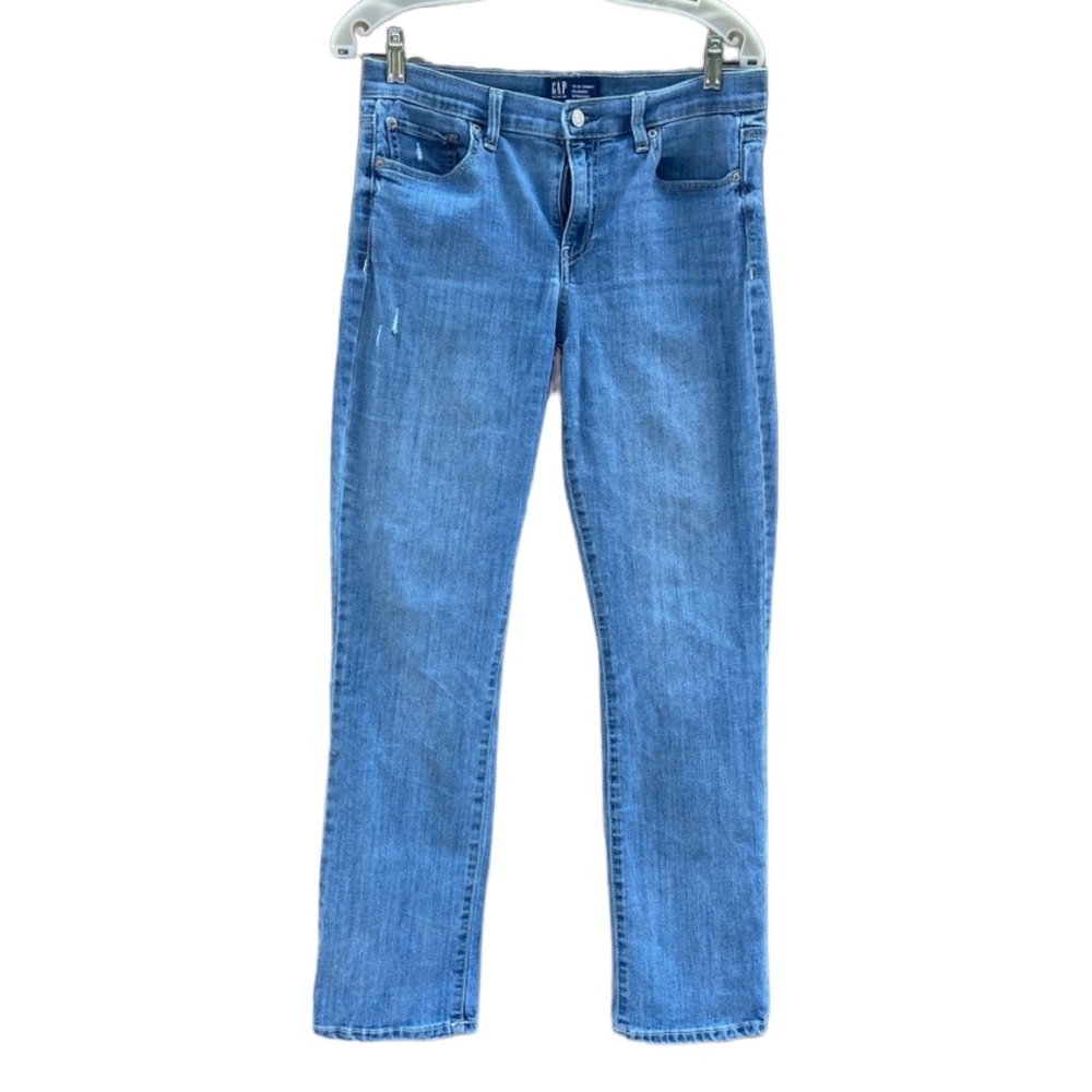 Gap Classic Straight Leg Denim Jeans size 30 Short Petite Slight Factory Distres